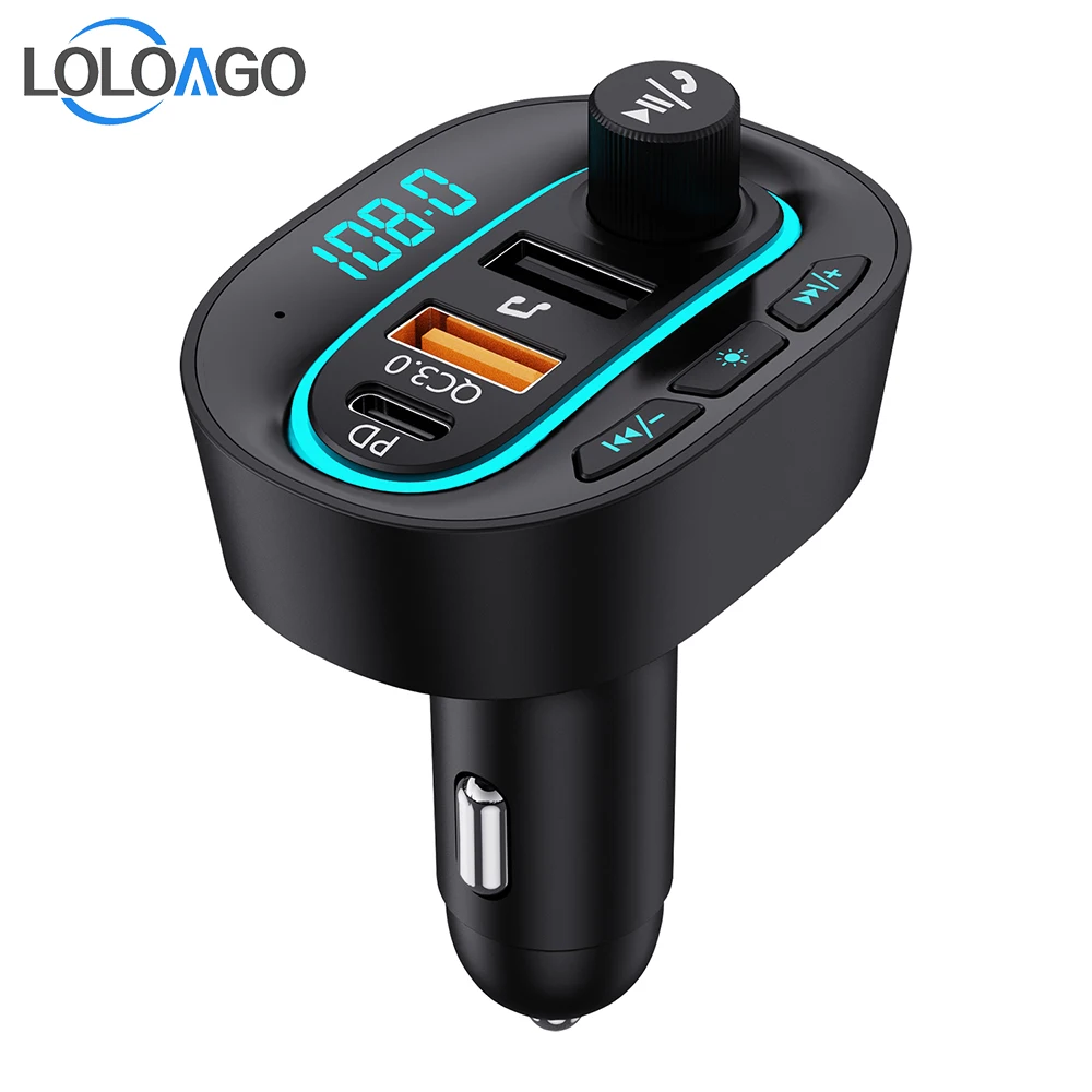 

Wireless FM Transmitter Car MP3 Player with Type C/PD20W Charging Port QC3.0/USB 18W Quick Charge Bluetooth Handsfree Car Kit