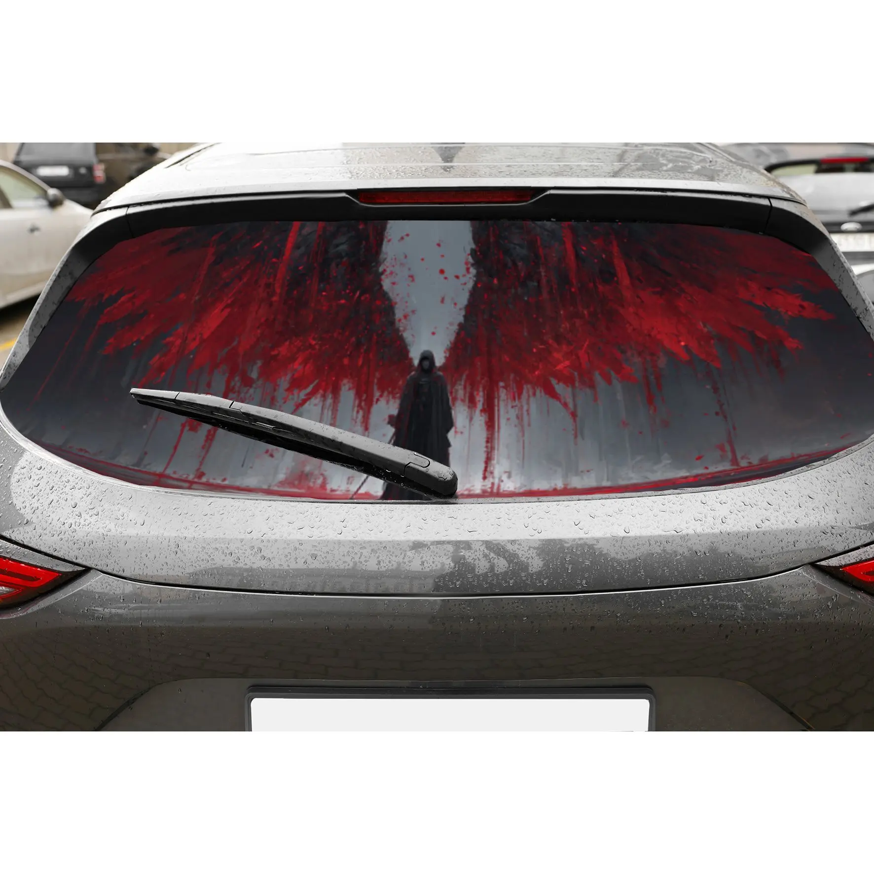 

Magic Red Wings Devil PVC Perforated Car Vinyl Wraps, Durable Car Rear Windshield Sticker, Waterproof Car Rear Window Decal, Pri