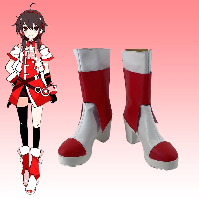VOCALOID3 Yuezheng Ling Costume Cosplay Scarpe Carnevale Stivali di Halloween Stivali fatti a mano in ecopelle