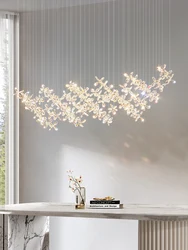 Candelabro LED de cristal para restaurante, accesorio de iluminación decorativo con forma de flor, diseño grande para el hogar, moderno y de lujo