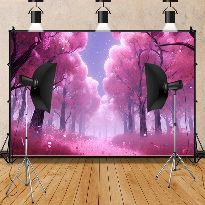 Comic Anime Fantasy Woods Photography Backgrounds  Beautiful Fairytale Flower Sea Photo Studio Backdrops Wall TH-01