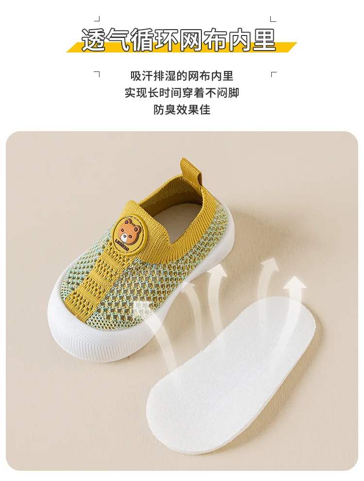 Baby-Lauflernschuhe mit Teddybär-Muster, weiche Sohle, rutschfeste Sandalen für Kinder, atmungsaktive Hohlschuhe für Frühling und Sommer – Detail 7