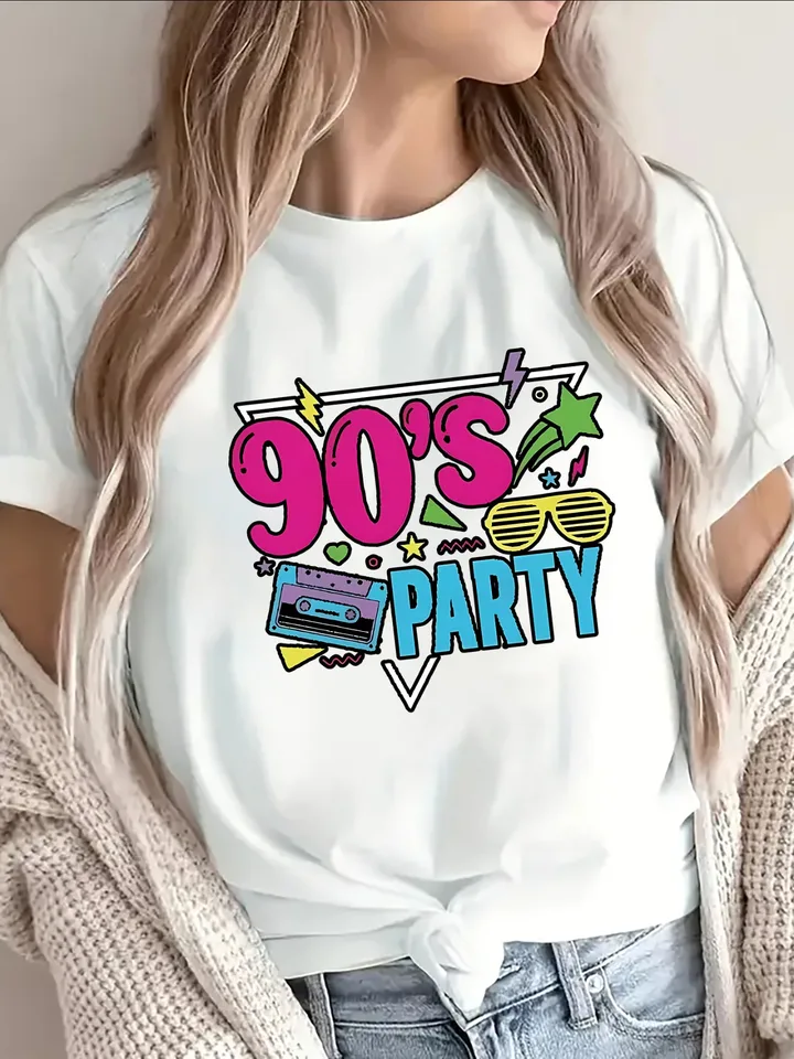 Retro 90s Party Women's Graphic Cotton T-Shirt