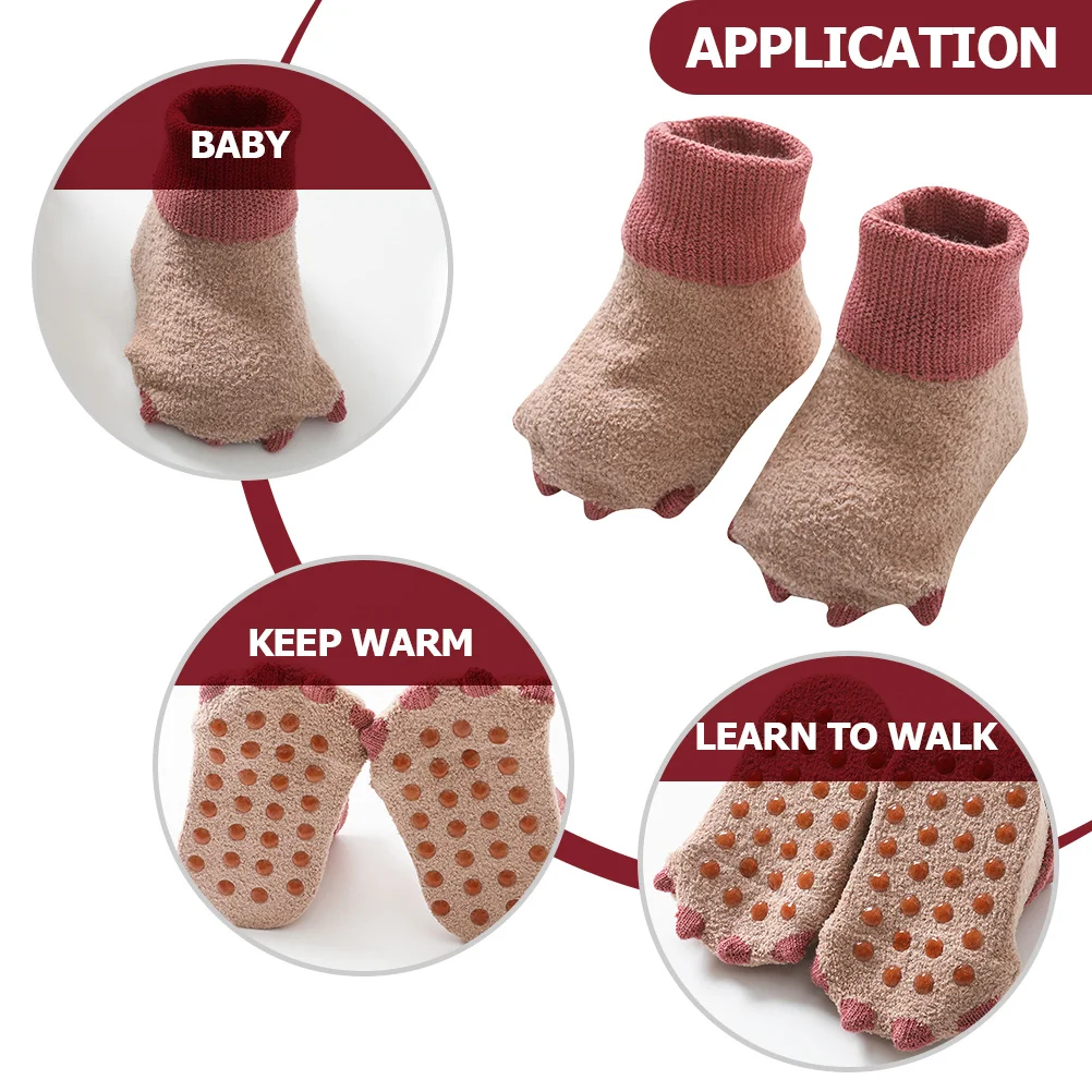 1 زوج تنفس الطفل الجوارب الشتاء الدافئة لينة طفل الجوارب مع قبضة سيليكون عدم الانزلاق وحيد للرضع 6-12 شهرا مريحة #6