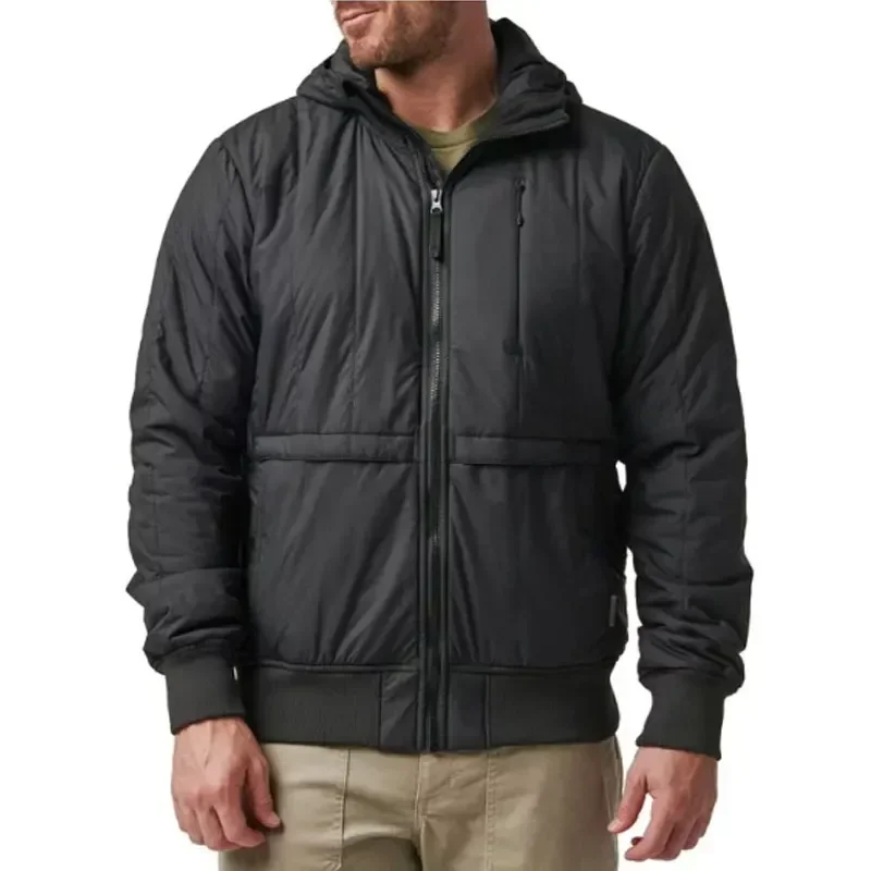 Heren Winterjas Zwart Capuchon Katoenen Jas Van Hoge Kwaliteit Heren Casual Outdoor Zacht Winddicht Ademend Thermisch Capuchon