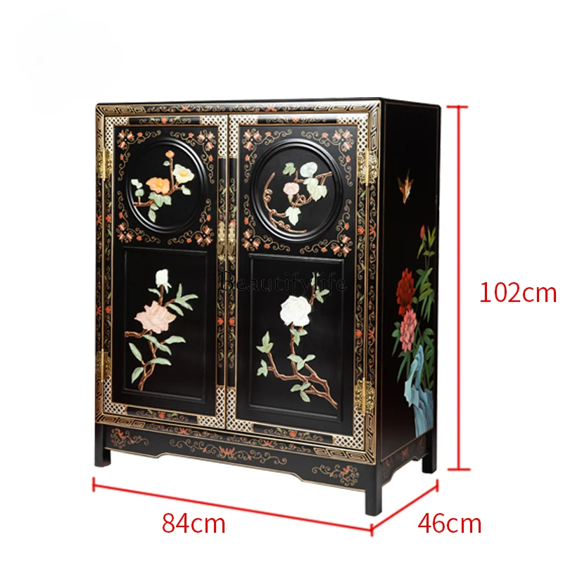 New Chinese Traditional Classical Antique Reproduction Furniture Black Rosewood Small Cabinet Entrance Cabinet