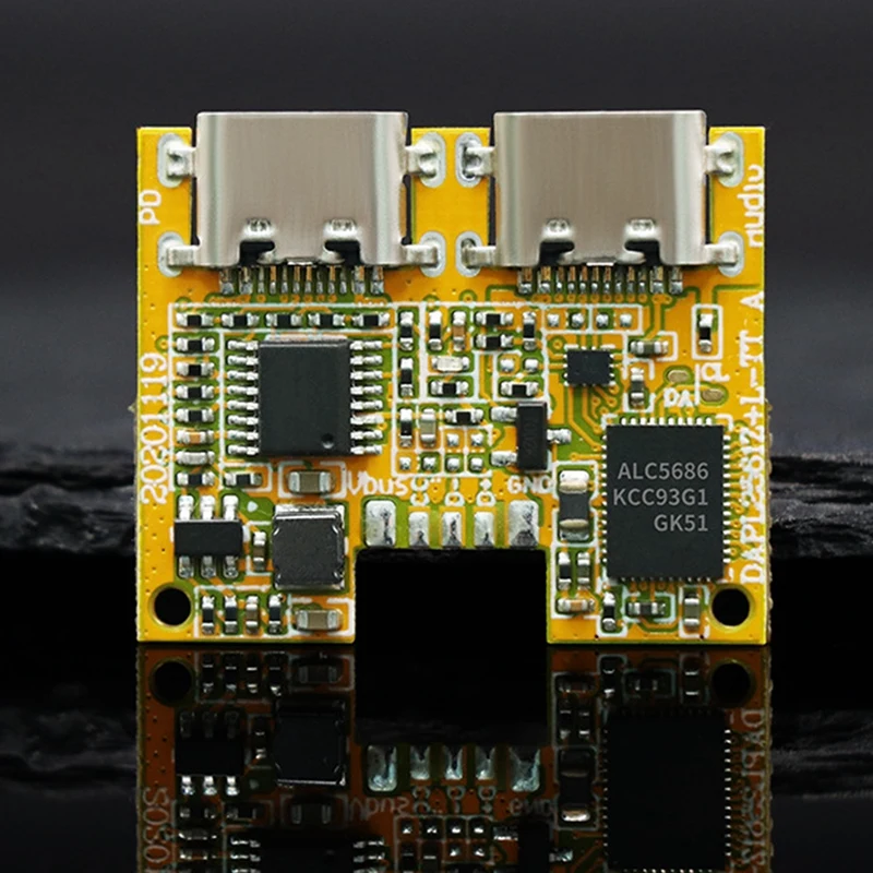 Топ предложения двойной тип C цифровой аудио адаптер модуль ALC5686LED прослушивание песен и зарядка 2 в 1 цифровая плата декодирования звука