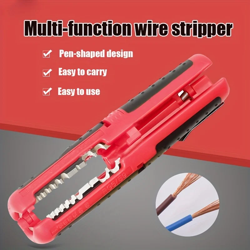 Multifunctional Cable Wire Stripper Cutter Pliers Hand Tool Hardware Tool Portable Anti-skid Handle Strip Pen Clip