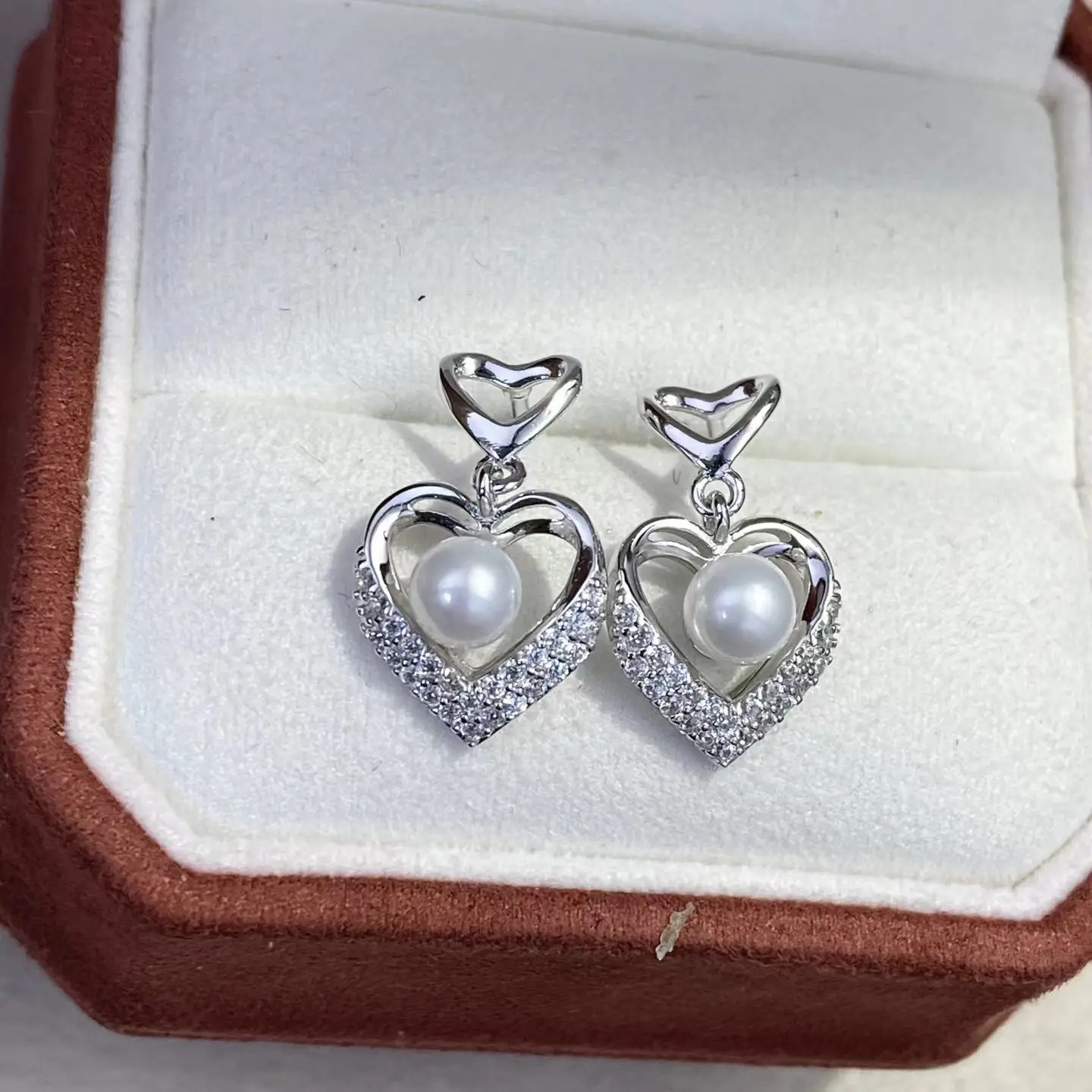 

Wholesale S925 Sterling Silver Earrings Mount Findings Settings Base Mounting Parts Accessory for 5-5.5mm Pearls 5 pairs/lot