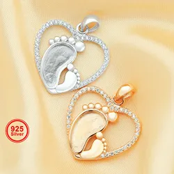 6x11MM Baby Footprint Keepsake Breast Milk Resin Pendant Bezel Settings,925 Sterling Silver Pendant,Overall Size 21MM 1431224