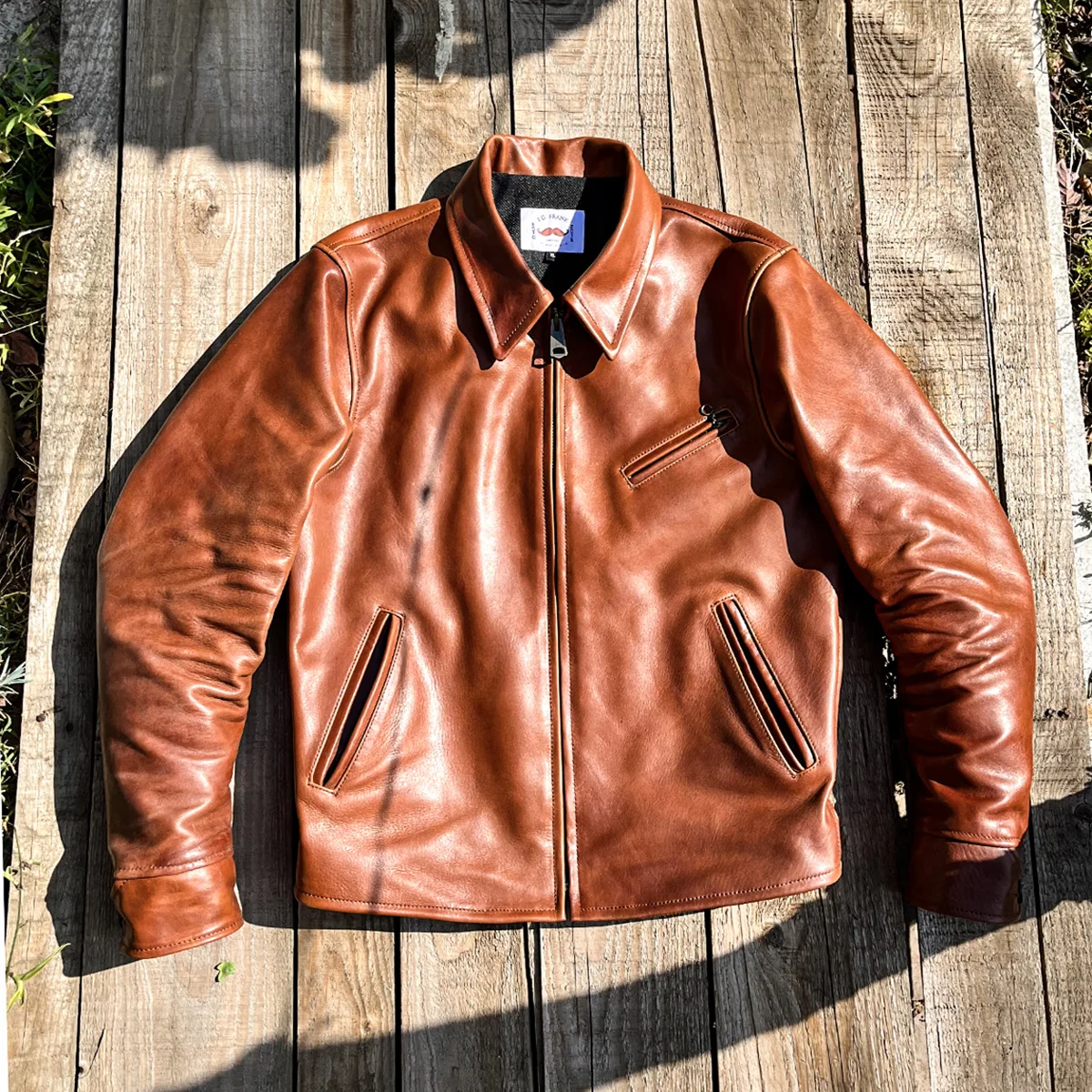 SDC1280 Asian Size Men's Slim Vintage Genuine Italian Tuscany Cow Leather Storm Rider Jacket