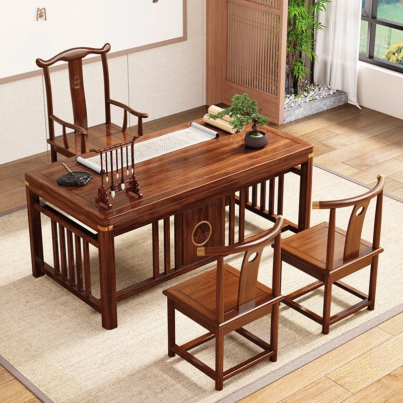Solid wood desk Ebony Chinese calligraphy table Simple writing desk Sinology painting table