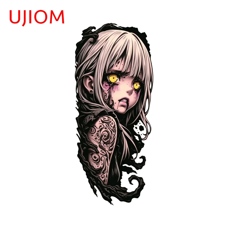 UJIOM Cool Anime Girl Tattoo Wall Stickers Artistic Graffiti Design Computer Case Decals Waterproof Living Room Decoration