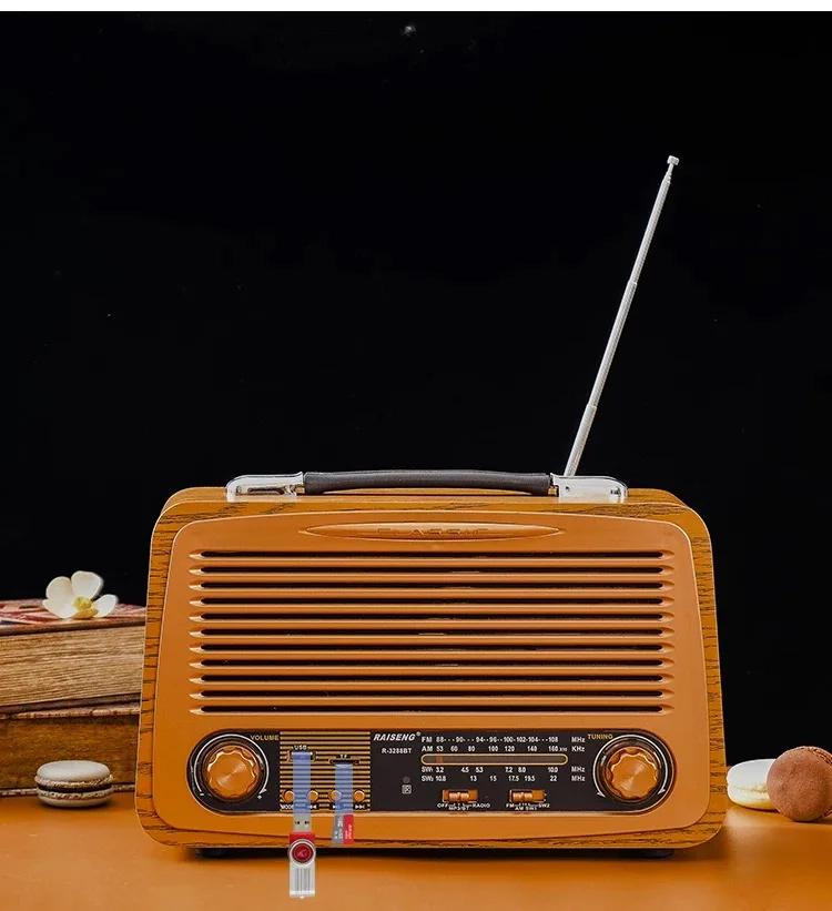Radio FM retro de madera/altavoz Bluetooth inalámbrico