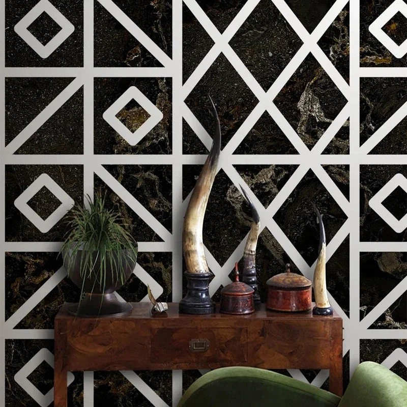 Custom 3D Photo Mural Geometric Patterns Black White Marbles Wallpaper Bedroom Living Room Backdrop Wall Decor Waterproof Canvas