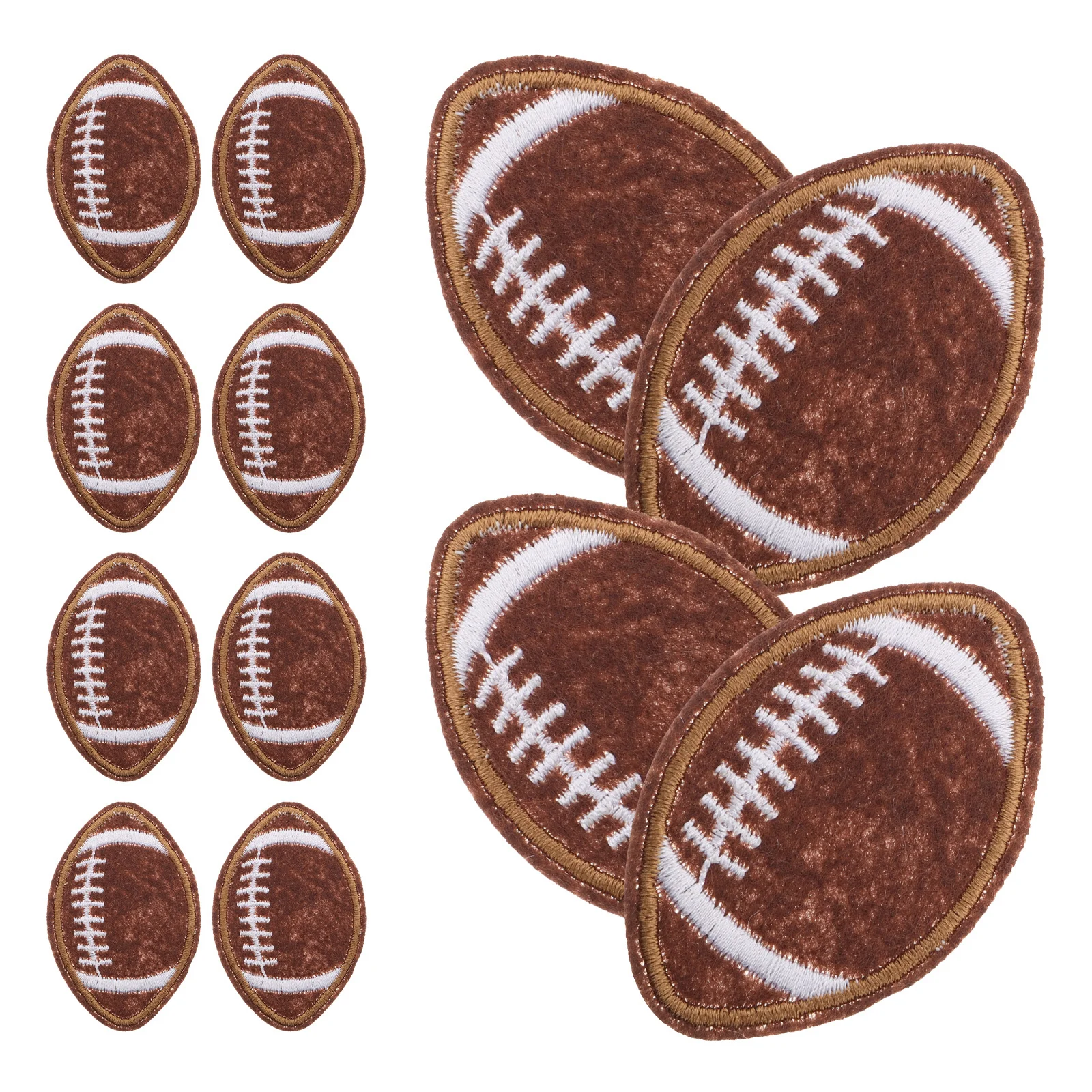 

12Pcs Rugby Shaped Patches Embroidery Iron on for Clothes Hats Bags Unique Design Sports Team Decorations DIY Repair Sew on