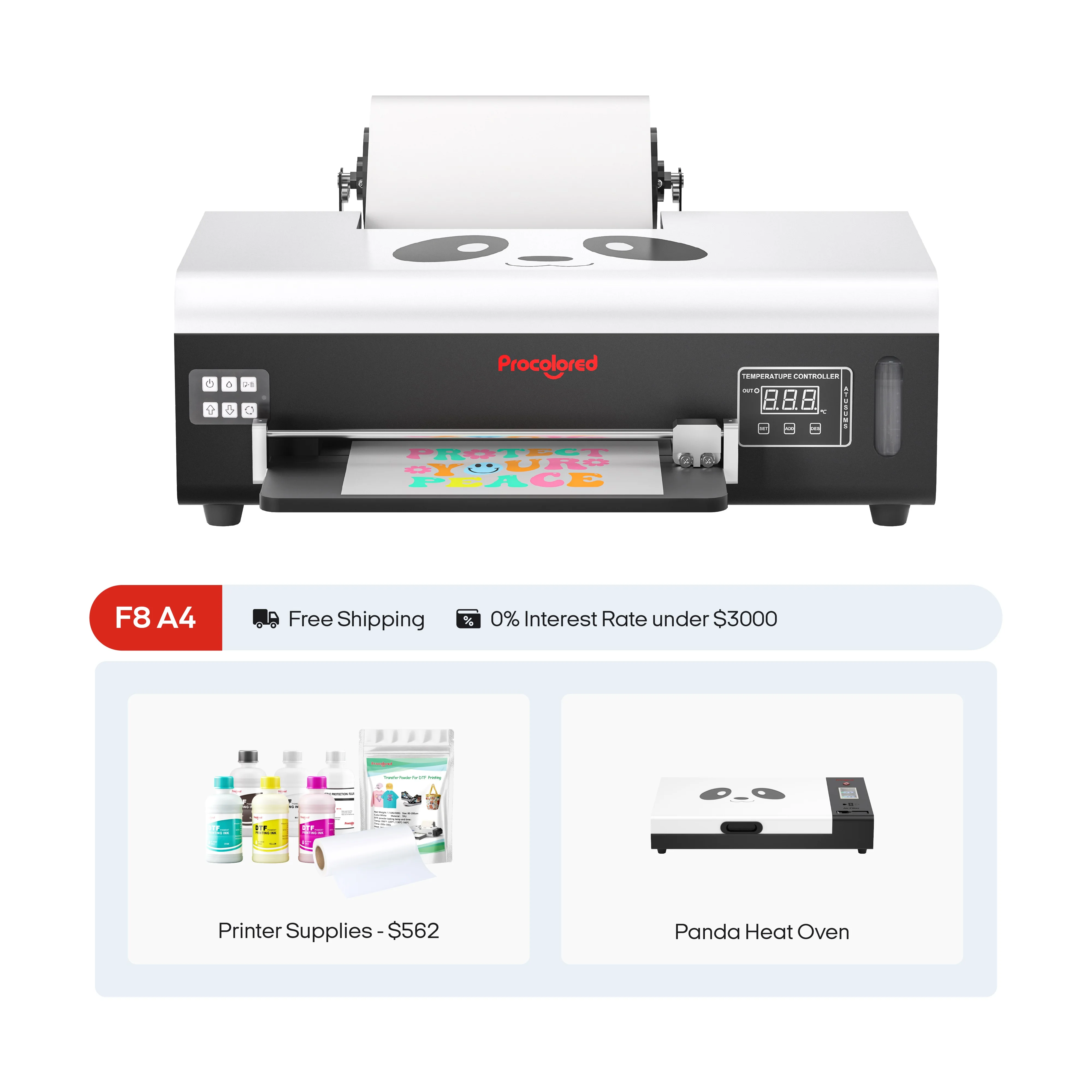 Digital Printer T-Shirt Plotter Cutting Printing Machine Procolored L1800 L800 XP600 DTF Printer