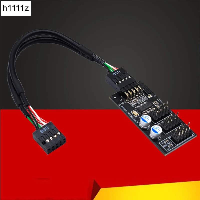 USB 허브 커넥터, USB 스플리터 1-3 USB2.0 9 핀 헤더 보드, RGB LED 팬 속도 테스트용 수냉식 케이블, 30 cm, 60cm