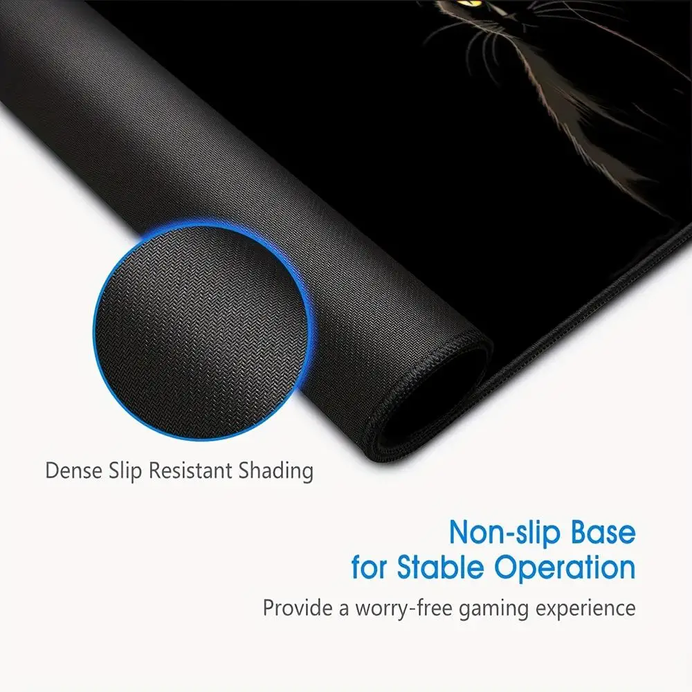 Tappetino per mouse simpatico cartone animato gatto nero Tappetino per tastiera grande Tappetino per mouse da gioco per laptop per ragazze