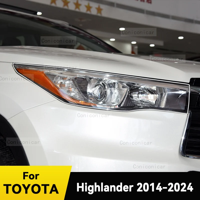 

For TOYOTA Highlander 2014-2024 Car Headlight Protective Cover Film Front Light Transparent TPU Headlamp Accessories