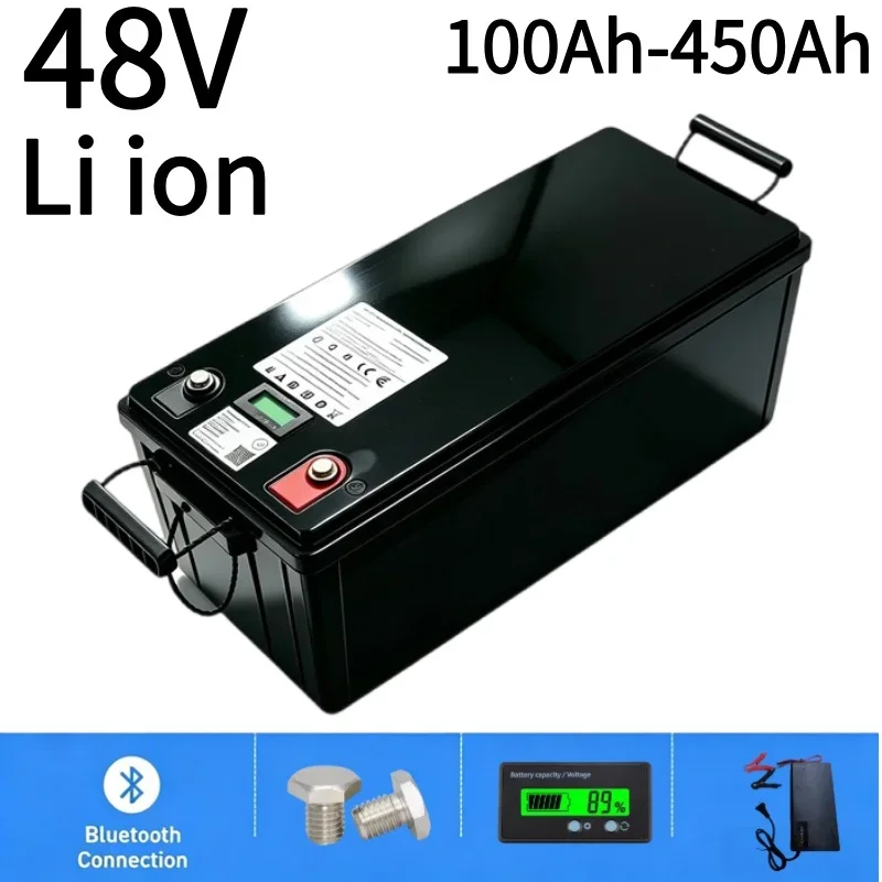 12V 24V 48V Lithium Iron Phosphate Battery 100Ah‑450Ah Li‑ion Battery Pack for Solar Power, Boat, Inverter, Golf Cart Renewable
