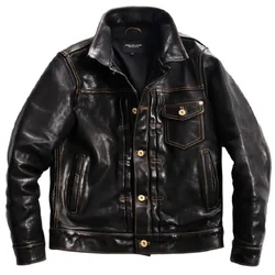 LNY!Wholesales.2024 batik Washed vintage horsehide jacket,casual leather clothes,506 style Man slim genuine leather coat,