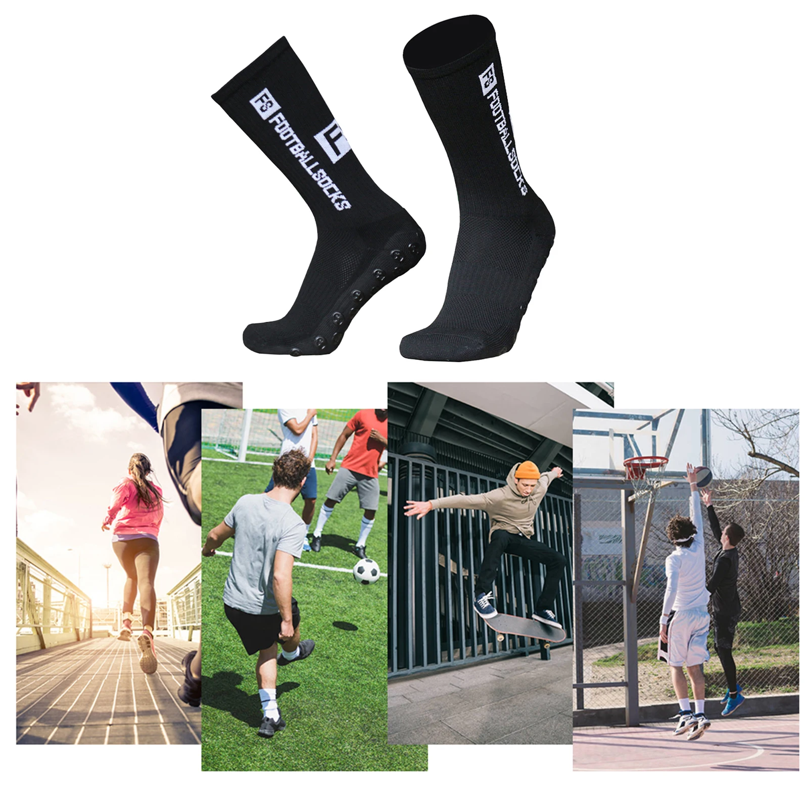 جوارب كرة القدم Lixada للرياضات الخارجية والجري، جوارب مطاطية، جوارب رياضية لكرة القدم، جوارب مضادة للانزلاق مع مقابض #6