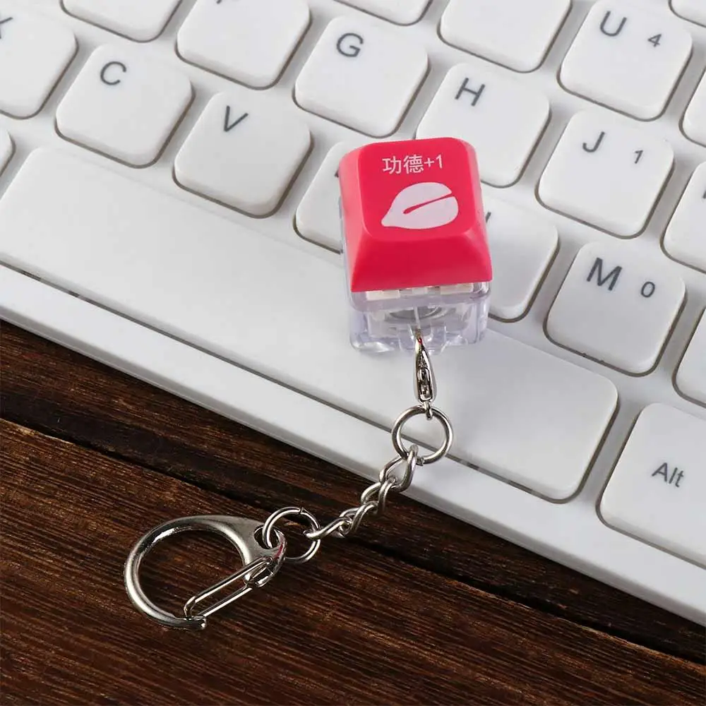 LED Wooden Fish Keyboard Keychain Wooden Fish ABS Mechanical Keyboard Key Chain Keyboard Button Keyboard Switche