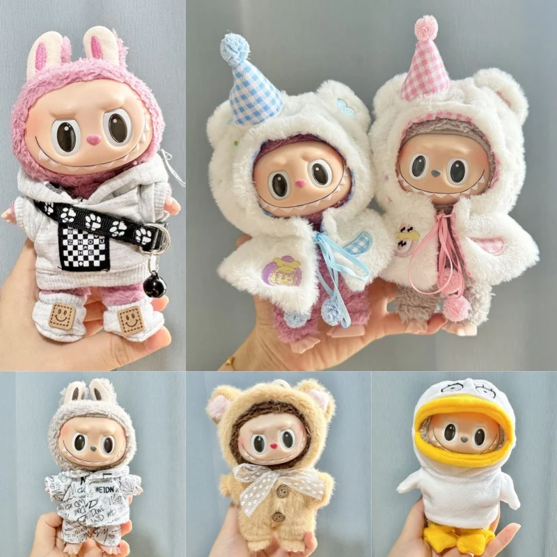 Hot 17cm Cute Mini Doll'S Clothes Outfit Accessories For Labubu Idol Dolls Couple Set Gift Cute Shawl Set Clothes Christmas Gift