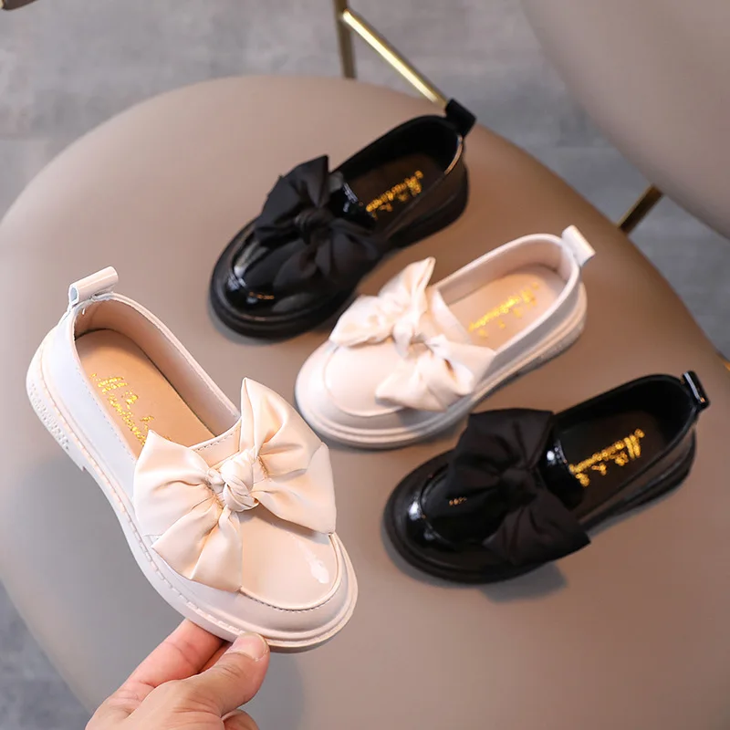 Girls Mary Jane Shoes Bowknot Princess Leather Shoes British Style Kids Flat Dress Shoes Casual Single Shoes Children\'s Loafers