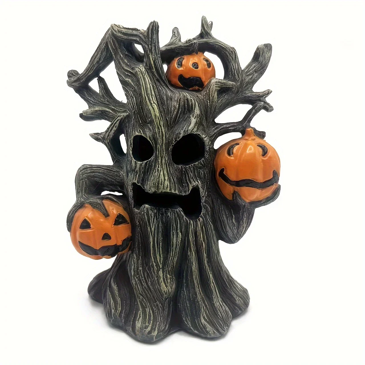 3pcs Halloween Pumpkin Tree Monster Statue Vintage Resin Ornament Home Office Outdoor Courtyard Decor Christmas Gift