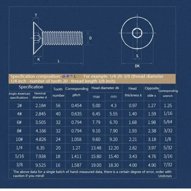 10P UNC 2#-56 4#-40 6#-32 8#-32 10#-2410#-32 10.9 Grade Carbon Steel Countersunk Hex Hexagonal Socket Screw Flat Head Allen Bolt