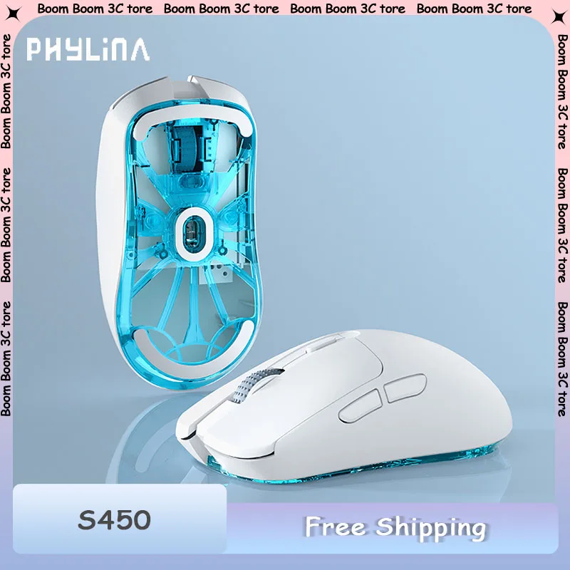 

Phylina S450 Беспроводная мышь для киберспорта Paw3395 Двойной режим 2,4 г Легкая эргономичная мышь Офисные мыши ПК Аксессуары для геймеров Подарки