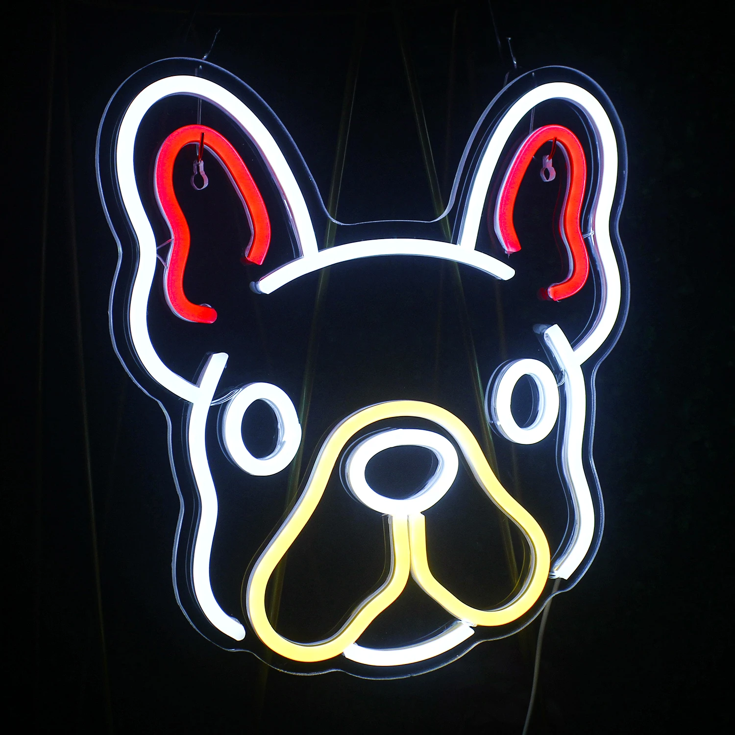 Cute Dog Neon Logo LED sospiro luci decorazione estetica della stanza per negozio di animali segni di benvenuto Party Bedroom lampada da parete a sospensione dimmerabile