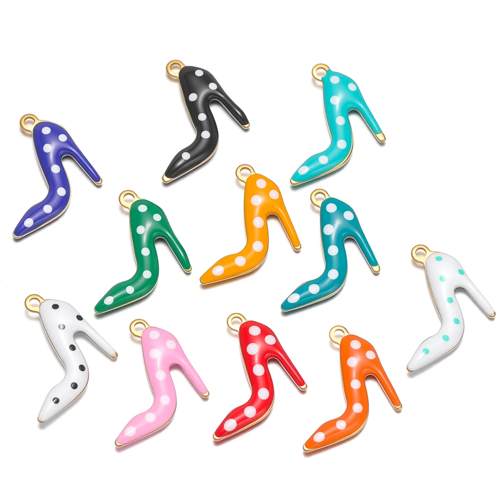 20 Stück Edelstahl 14mm High-Heel-Schuh-Anhänger für DIY Schmuckherstellung für Frauen und Mädchen, Armbänder, Halsketten, Anhänger, Ohrringe – Detail 4