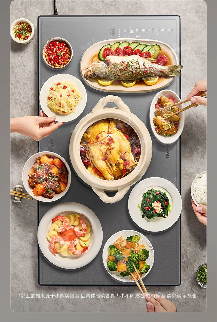 Plato Calentador de Alimentos de Calentamiento Rápido, Olla Caliente Multifuncional, Calentador de Comida con Control de Temperatura Independiente, Calentador de Tazas para el Hogar