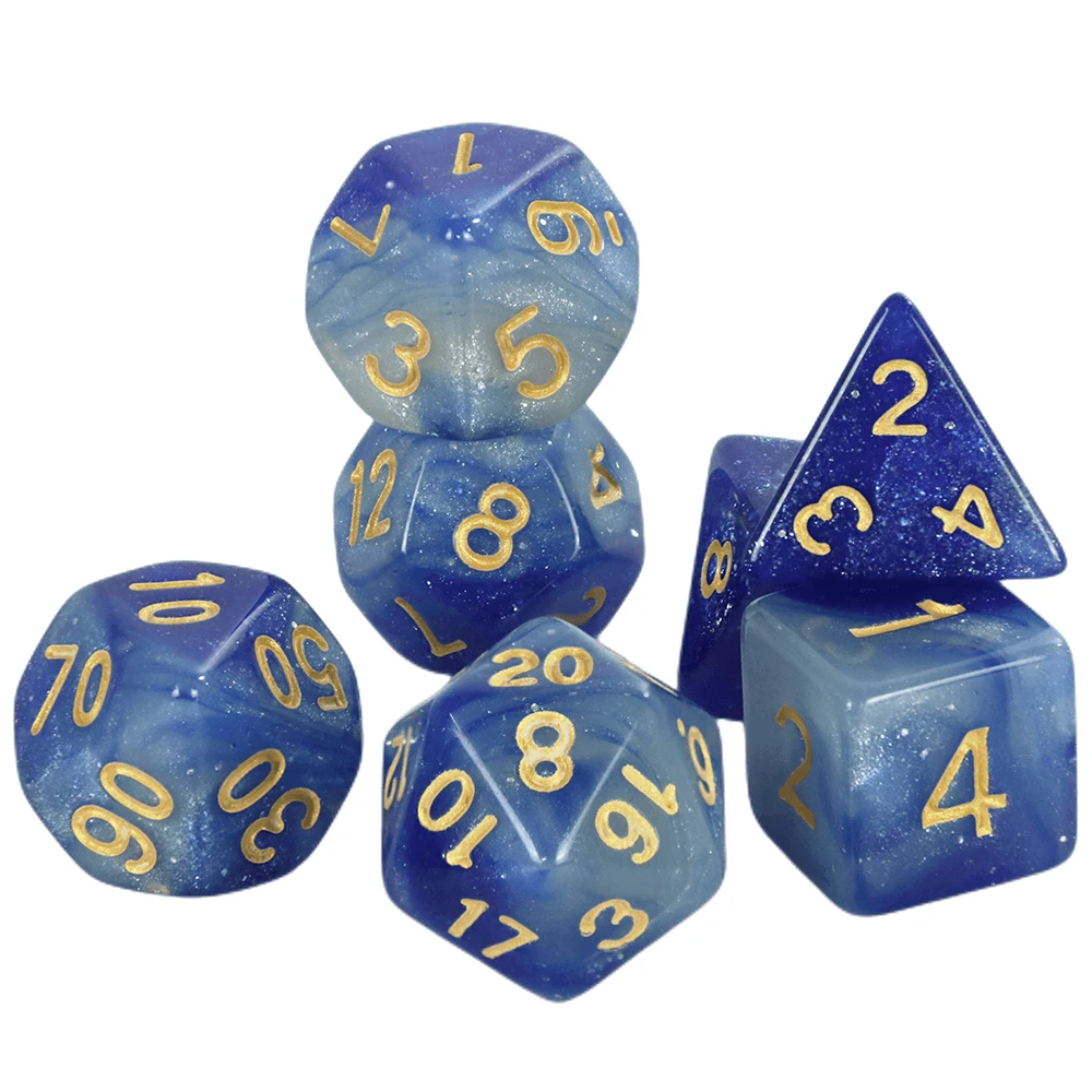 Polyhedral Dice 7Pcs/Set Multi-sides Gorgeous and Vivid Galaxy Effect for Table Board Party Games