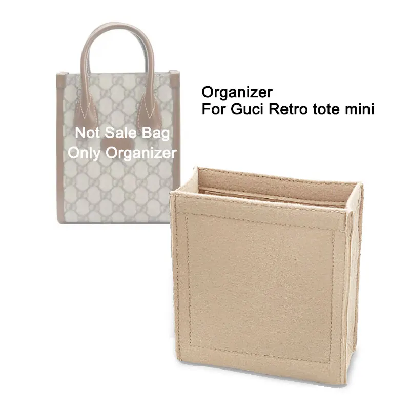 Insert Organizer For GU CCI Retro Tote Mini Bag 16x7x20cm , Inner Purse Liner, Makeup Handbag Travel Shaper