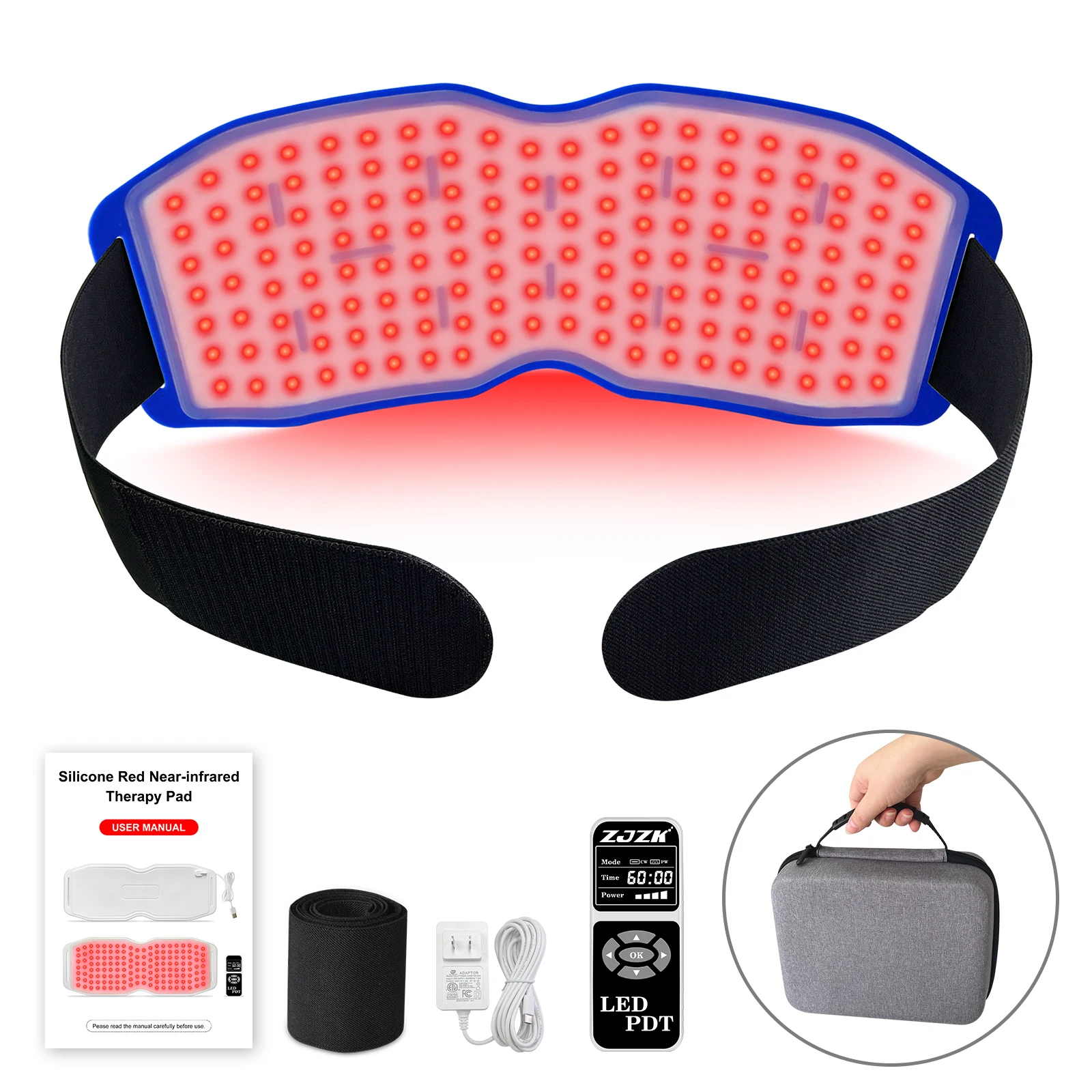 ZJZK Light Therapy Leg Laser Heat Wound 850nmx150chips+940nmx150chips Cold Laser Therapy For Endometriosis Rehabilitation