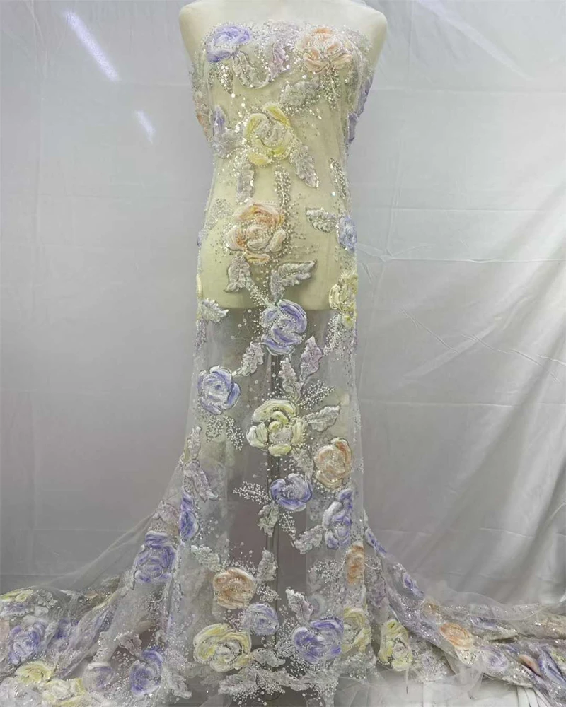 Ruolai 스파게티 스트랩 넥라인 이브닝 드레스 오버스커트와 3D 플라워 파티 드레스로 컬러 처리된 인어 프린트 패브릭