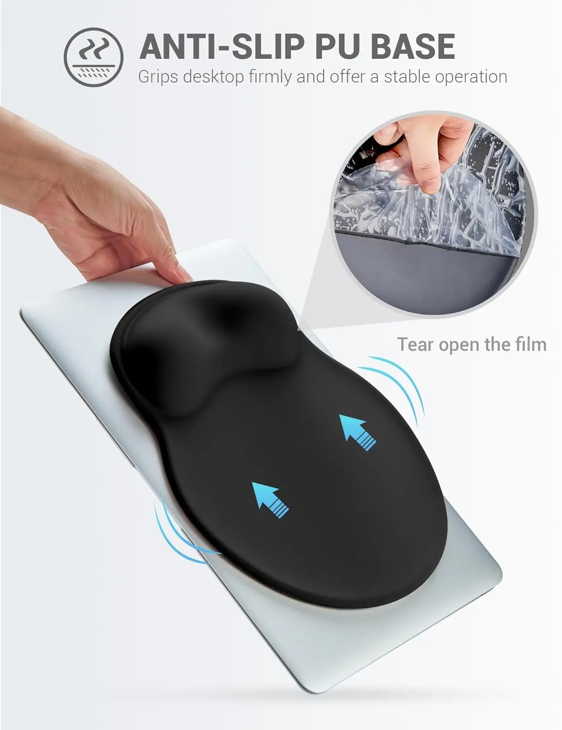 Tapis de souris ergonomique antidérapant, support de poignet confortable, sous-souris en gel