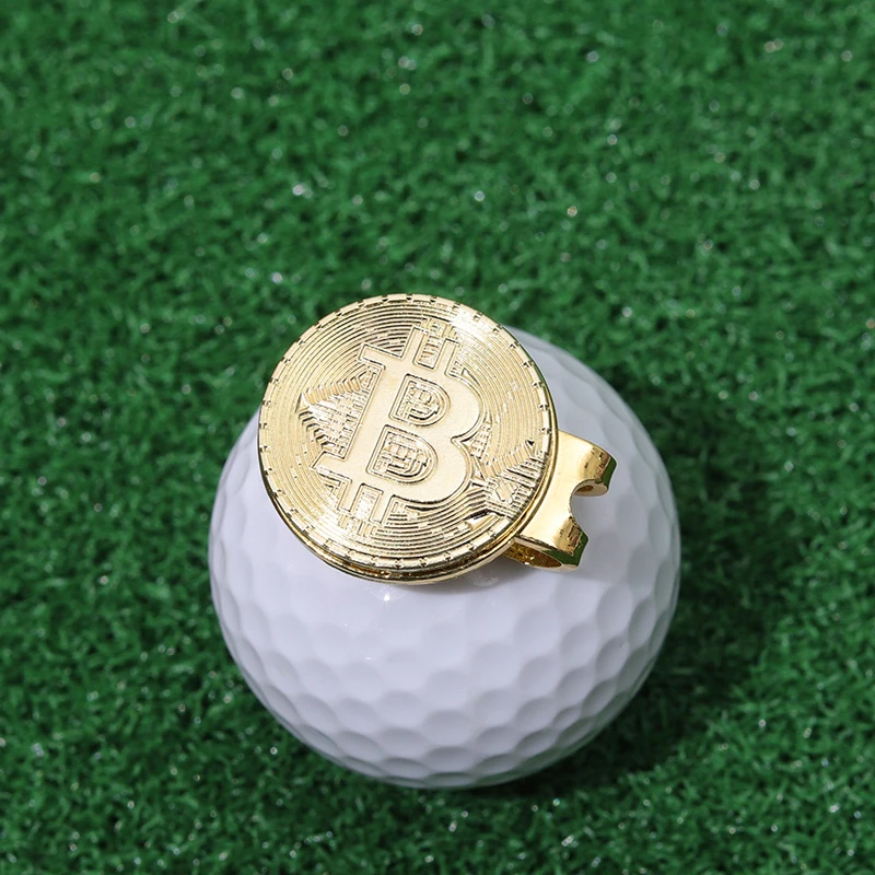 Sliver Golden Color Bitcoin Golf Ball Marker Magnetic Hat Clip Accessories Jewelry Golf Cap Clip Supplies Gift for Golfer Friend