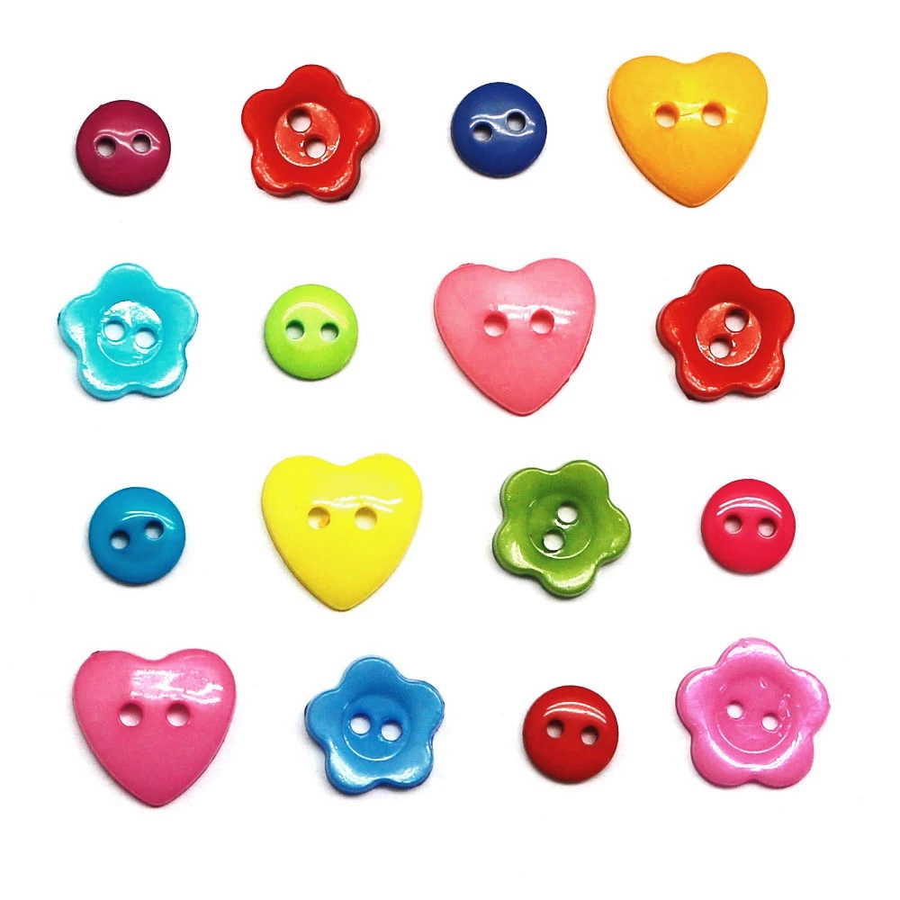 25 g/pacco Mixe Round Flower Shape Heart Multicolor 2 fori bottone per abbigliamento in resina per cucire Scrapbooking accessori artigianali