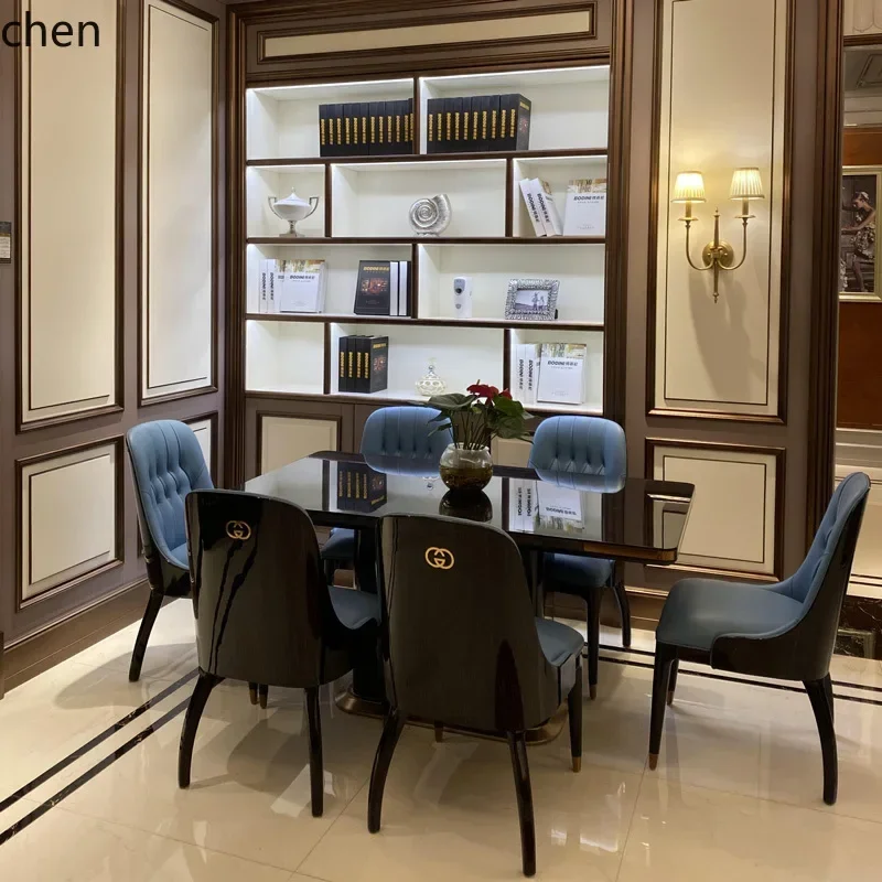 PYH dining table and chair combination suite villa apartment restaurant simple one table and six chairs postmodern