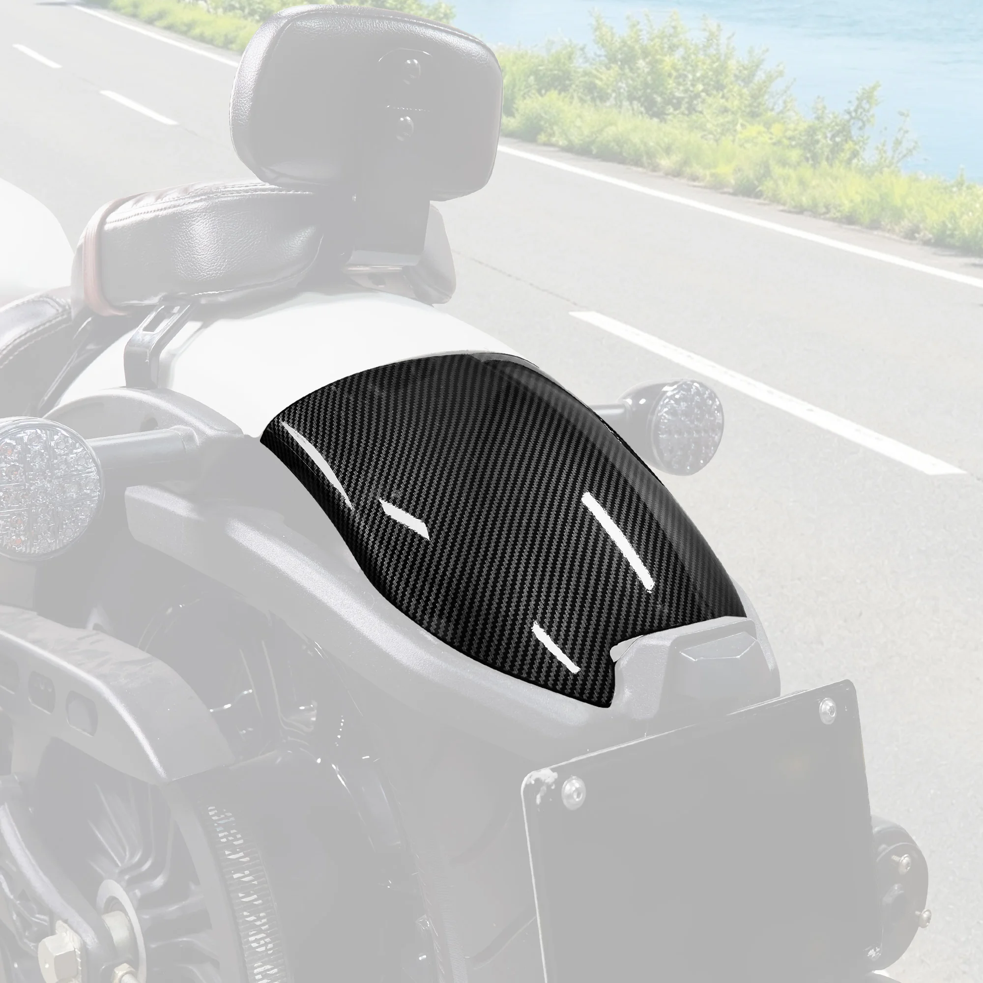 

Motorcycle Steel Rear Fender Extender & Mudguard Extension for Indian Scout 2015-2024 - Glossy Carbon Fiber Style