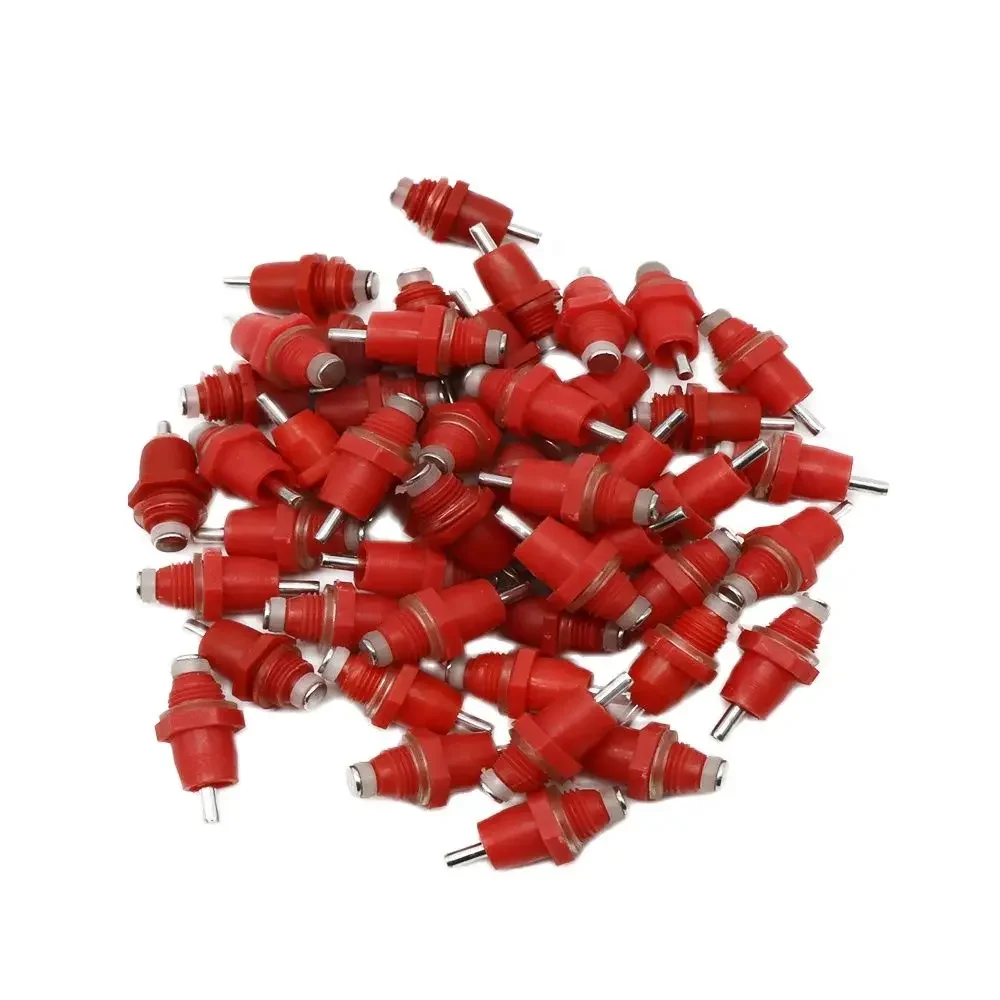 100 Pcs 치킨 스프링 타입 빨간 젖꼭지 술꾼 자동 워터 가금류 부리 터치 마시는 분수 입 농장 부착