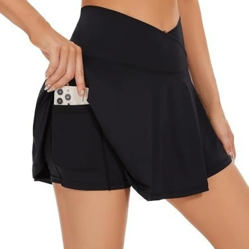 Women's cross waist tennis shorts skirts sport golf fitness skirts