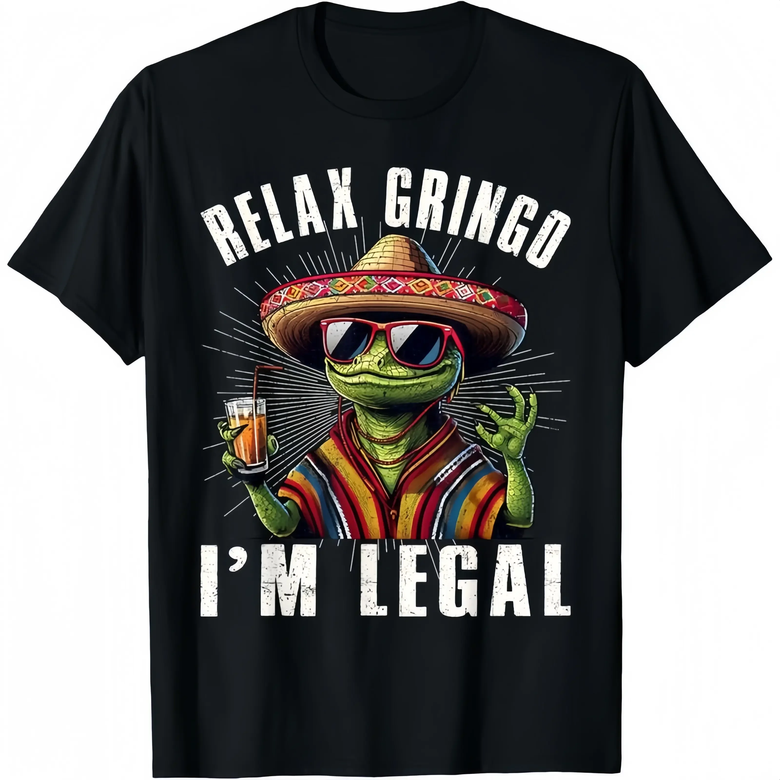 Men's Relaxed Fit Cotton Tshirt, Stylish Shortsleeve Streetwear Top with Funny Lizard Graphic Meme Print, Graphic Tees, Valentines Day, Figure, Funny Print, Unisex, T-Shirt, Fashion, New Year, Thanksgiving, Round Neck