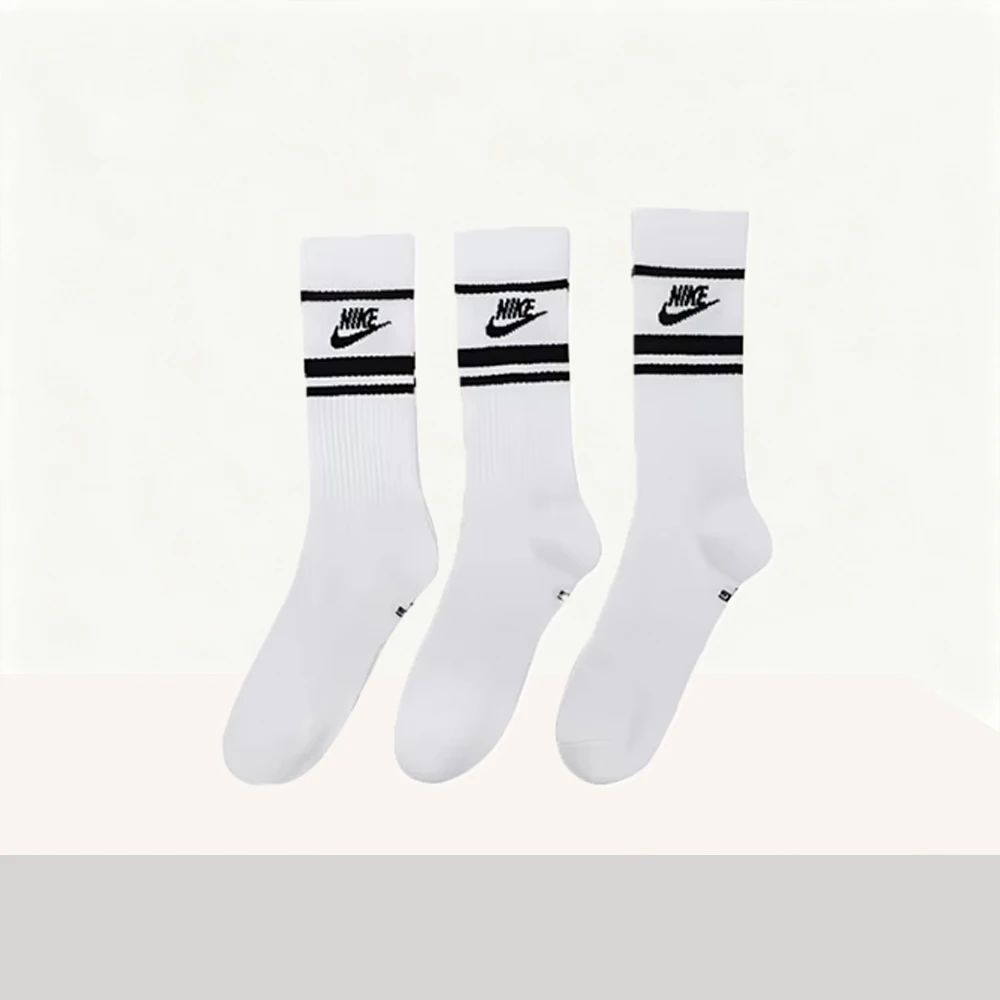 

Nike Logo Jacquard Stripe Quick-Dry Mid-Calf Socks for Men, 3-Pack, White