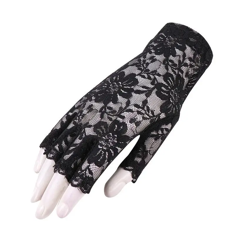 Fingerless Sexy Lace Gloves Women Sun Protection Gloves Women Driving Mittens For Ladies Half Finger Breathable Fishnet Gloves